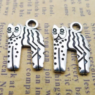RAINXTAR-amuletos de gato de aleación de Animal, dijes de moda de Color plata antigua, 13x20mm, 20 piezas AAC631