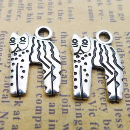 RAINXTAR-amuletos de gato de aleación de Animal, dijes de moda de Color plata antigua, 13x20mm, 20 piezas AAC631