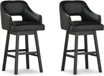 Taburete giratorio tapizado de 31 "Tallenger, taburete moderno de Pub, 2 unidades, color negro y marrón oscuro