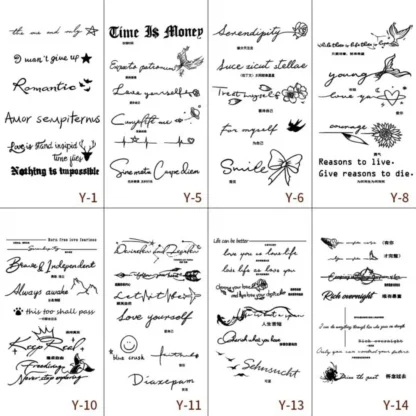 Tatuaje de jugo a prueba de agua, tatuaje semipermanente de larga duración, arte de Hombre, tatuaje falso temporal con letras en inglés, brazo falso