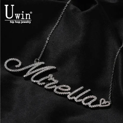 UWIN-collar con letra cursiva con corazón pequeño para mujer, joyería personalizada con nombre, accesorios para regalo