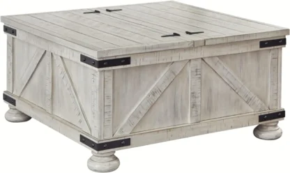 Mesa de cóctel informal con almacenamiento, diseño de firma de Ashley caryncurry, lavado en blanco