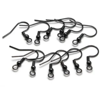 Ganchos para pendientes de acero inoxidable chapados en negro, alergénico, hipoalergénico, cierre de alambre para pendientes, accesorios para hacer joyas, 30 piezas