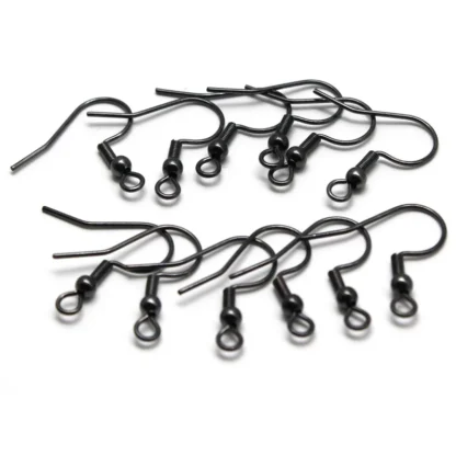 Ganchos para pendientes de acero inoxidable chapados en negro, alergénico, hipoalergénico, cierre de alambre para pendientes, accesorios para hacer joyas, 30 piezas