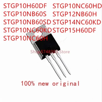 STGP10H60DF STGP10NB60S STGP10NB60SD STGP10NC60KD STGP10NC60H STGP10NC60HD STGP12NB60H STGP14NC60KD STGP15H60DF TO-220, 10 Uds.