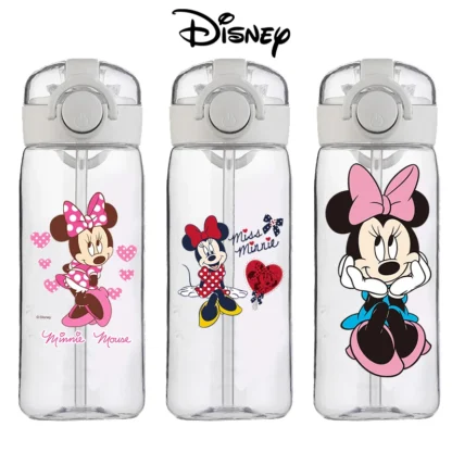 Disney-taza de paja de dibujos animados para niñas y estudiantes, vaso de agua de Minnie Mouse, resistente a las caídas, bonito y portátil, nuevo, Verano
