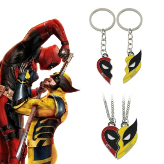 Llavero con colgante a juego de la película de Marvel, collar de Deadpool y Lobezno, mejores amigos, corazón dividido, accesorios para fanáticos, regalo, 2 piezas