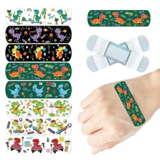 Juego de vendajes adhesivos con patrón de dinosaurio Kawaii, vendajes para primeros auxilios, Parche de vendaje para heridas, 40 unidades