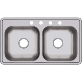 Fregadero de acero inoxidable D233194 Dayton Equal, doble cuenco, Drop-in