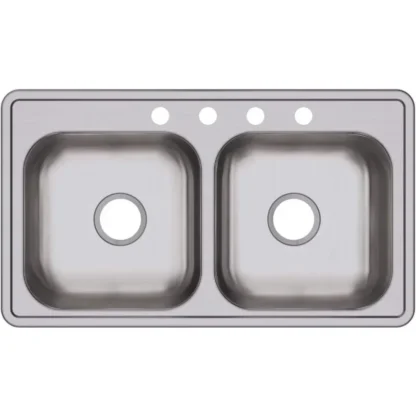 Fregadero de acero inoxidable D233194 Dayton Equal, doble cuenco, Drop-in