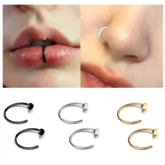 Anillos de nariz falsos para hombres y mujeres, joyería de acero inoxidable 316L, Clip en el labio, Labret, Piercing, 2/10 piezas, 20G