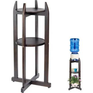 Dispensador de agua de madera maciza Natural, soporte de suelo (32,8 "Hight-11.2" de ancho), dispensador de bebidas, con 2 estantes redondos