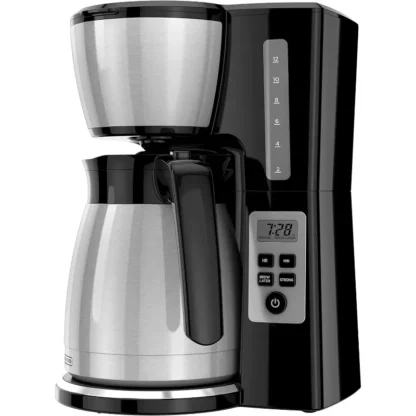 Cafetera térmica programable de 12 tazas con resistencia y tecnología de fermentación, negro/acero, CM2046S