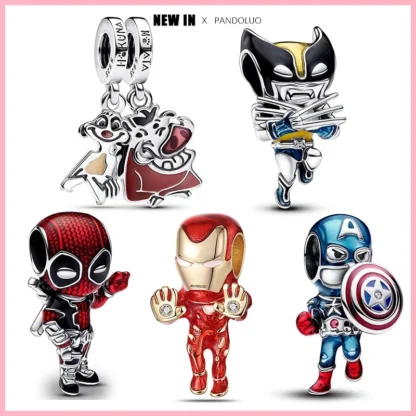 Abalorio de plata 925 de Marvel Deadpool para mujer, abalorio compatible con pulsera Pandora 925 Original, joyería de Lobezno 2024, gran oferta, novedad