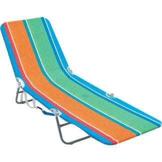 Mochila plegable portátil, silla de salón de playa con correas de mochila y bolsa de almacenamiento