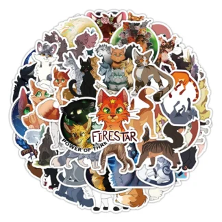 Pegatina de dibujos animados de Anime Cat Warrior para niños, diario, portátil, equipaje, monopatín, Graffiti divertido, 10/30/50/100 Uds.