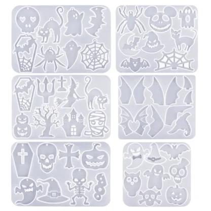 Moldes de resina para pendientes de Halloween, joyería artesanal de silicona para fiesta, disfraz de Halloween, pendiente colgante, calabaza, telaraña, molde de horquilla