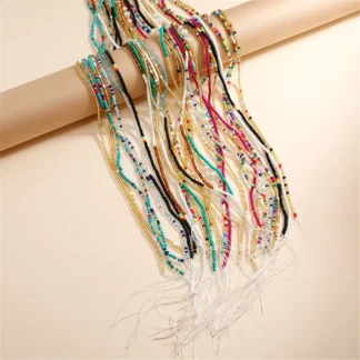 Cadena de cintura con cuentas de colores bohemios para mujer, Bikini africano de talla grande, cadena de vientre sin estiramiento, joyería corporal de verano