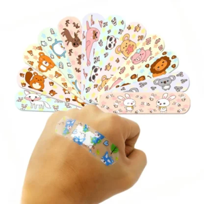 Banda de dibujos animados Kawaii, yeso para vendaje de heridas no transparente/transparente, tiras de parche adhesivo de primeros auxilios, Woundplast, 120 unids/set