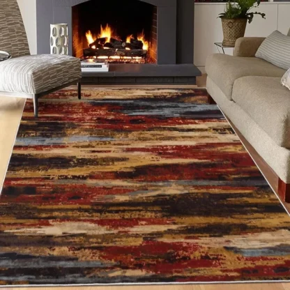 Alfombra de sala de estar bohemia elegante, alfombra colorida, alfombra abstracta moderna para interiores, alfombras contemporáneas para interiores