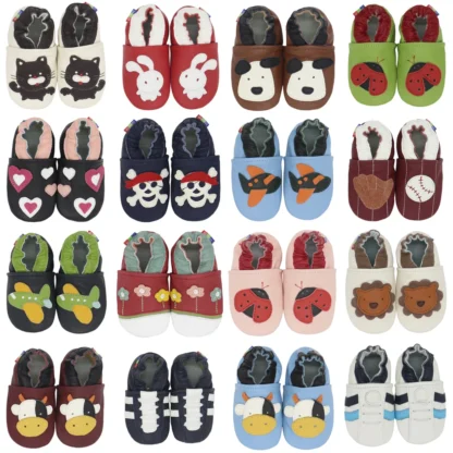 005 zapatos de cuero suave para bebé, niño y niña, zapatillas infantiles de 0 a 6 meses a 7 a 8 años, primeros pasos, zapatos de cuero antideslizantes para niños