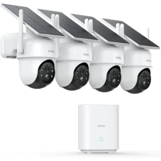 AOSU-cámaras de seguridad inalámbricas para exteriores, Kit de 4 cámaras, sin suscripción, alimentadas por energía Solar, sistema de cámaras de seguridad para el hogar con nuevo