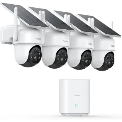 AOSU-cámaras de seguridad inalámbricas para exteriores, Kit de 4 cámaras, sin suscripción, alimentadas por energía Solar, sistema de cámaras de seguridad para el hogar con nuevo