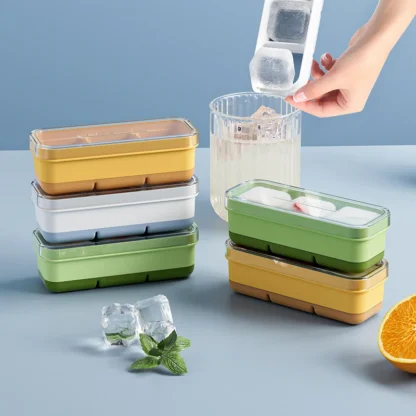 Bandeja de cubitos de hielo pequeña para el hogar, caja de hielo con tapa, fondo suave, molde cuadrado, Bar, Pub, whisky, fabricante de hielo, accesorios de cocina