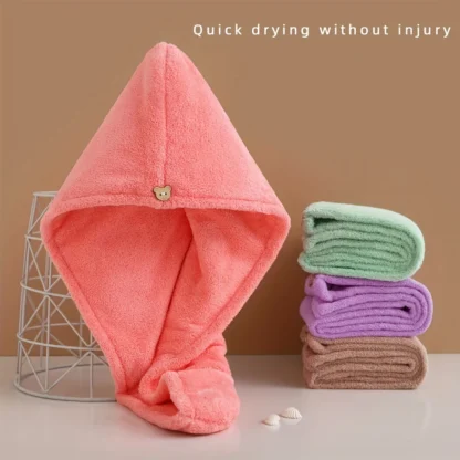Gorro de secado rápido para mujer, gorro de ducha de lana de Coral absorbente con toalla engrosada para secar y envolver el cabello, 1 unidad