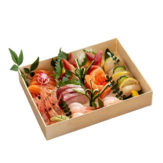 Fiambrera desechable de estilo japonés, caja de madera para llevar, embalaje ecológico para Tartas, producto personalizado