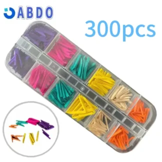 Cuñas de madera contorneadas para restauración Dental, compuesto Interdental desechable, material odontológico, 300 unids/set