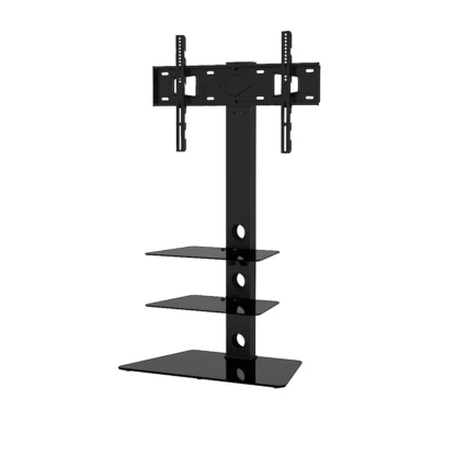 Soporte giratorio de acero inoxidable para TV de 32-70 pulgadas, plataforma de vidrio templado de alta calidad, altura ajustable