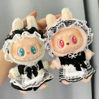 Labubu I II Idol Dolls Clothes, Kawaii Cute Black Gauze Maid Dress Accessories, Korea Kpop Exo Clothes Plush Doll'S Clothes, 17cm