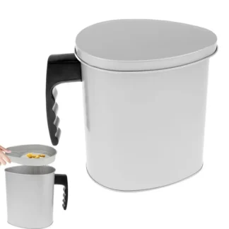 Contenedor de grasa para tocino con colador, recipiente de aceite de acero inoxidable, olla de almacenamiento de grasa con tapa y fácil agarre