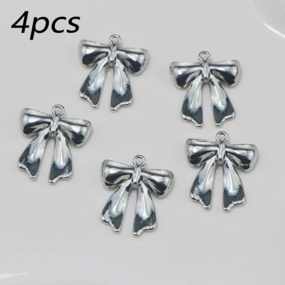 Accesorios de aleación de 4 piezas, colgante de cinta de mariposa para hacer pulseras, collares, pendientes hechos a mano, accesorios para llaveros
