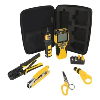 Juego de herramientas de prueba de instalación de cables con crimpadores, probador de cables Scout Pro 3, Snips, Punchdown Tool, estuche, 6 piezas