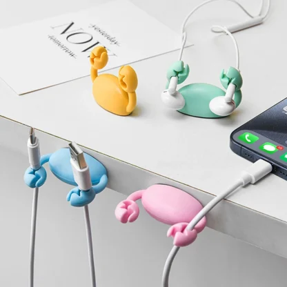 Organizador de Cables de cangrejo, soporte de Cable de datos con Clip, organizador de Cable de carga para teléfono móvil, fijador de escritorio, autoadhesivo