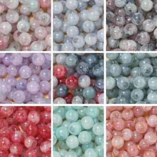50 unids/lote de cuentas de cristal blanco huevo roto de 10mm, espaciador redondo, cuentas sueltas para pulsera DIY, collar, suministros de joyería