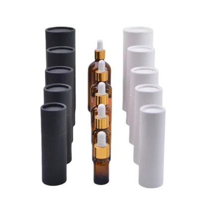 Cajas de tubo de Papel Kraft con logotipo impreso, 10 piezas, lujo, aceite esencial, lápiz labial, embalaje exterior, cilindro de cartón, wj38
