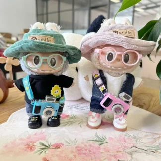 Ropa de felpa para muñecas, traje de moda con sombrero, monos de cámara, Kpop, Exo, Labubu, Idol, accesorios de Corea