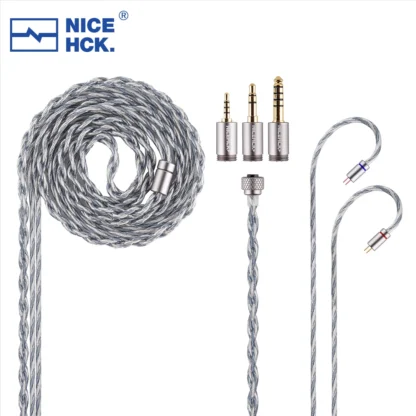 NiceHCK BlueLuna Cable IEM de actualización de auriculares HiFi plano OFC chapado en plata de 2 pines con enchufes desmontables 3 en 1 para HIMALAYA F1 Pro