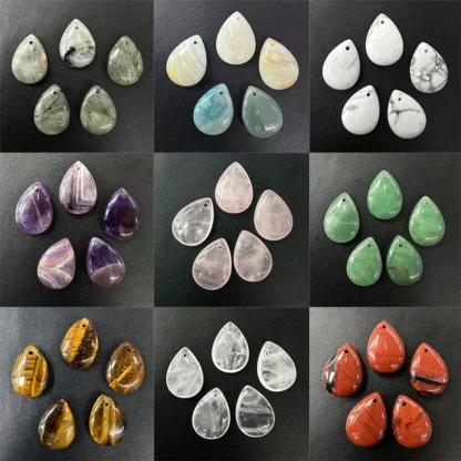 Colgante facetado de piedra Natural para fabricación de joyas, abalorios con forma de gota de agua, amazonita, Malaquita, Ojo de Tigre, 18x25mm, 2 piezas