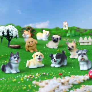 Figura en miniatura artesanal de resina, pequeña para bonsái, micropaisaje, decoración de jardín, adorno de Animal para perro pequeño, 1 ud.