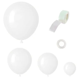 Kit de arco de globos blancos, suministros de corona de globos de látex blanco
