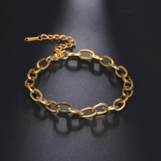 Pulseras minimalistas de acero inoxidable para hombre y mujer, joyería de diseño clásico, cadena de eslabones exquisita, regalo de decoración
