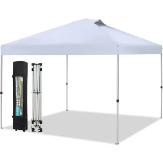 Tienda de campaña con dosel emergente, toldo comercial portátil para patio al aire libre, refugio, patas rectas resistentes con bolsa con ruedas, 8 estacas