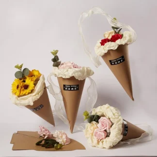Tubo de flores de helado para niños, bolsa de material de ramo artesanal creativo hecho a mano, regalo del Día del Maestro