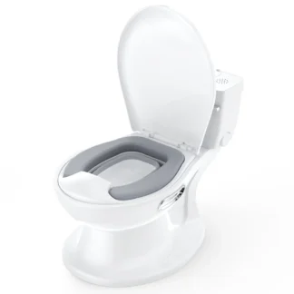 Inodoro de entrenamiento de orinal para niños pequeños, inodoro de entrenamiento de orinal realista con asiento suave con sonido de lavado realista y antideslizante