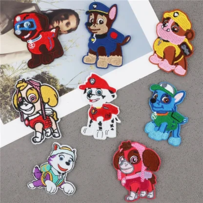 Parche de la patrulla canina 3D para ropa, pegatinas de Anime para coser, parches bordados, apliques para planchar en la ropa, decoración de pantalones, costura