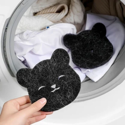 Eliminador de pelo de mascotas en forma de oso, 2 piezas, Bola de lavandería, recogedor de pelusas, ropa reutilizable, sofá, esponja de limpieza de pelo de gato y perro